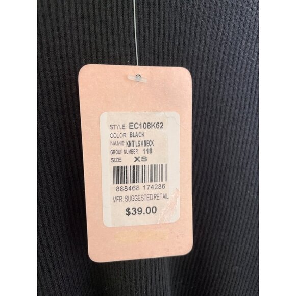 C&V Chelsea and Violet Peplum Top Size XS Black Knit Ribbed Long Sleeve New - Picture 5 of 8